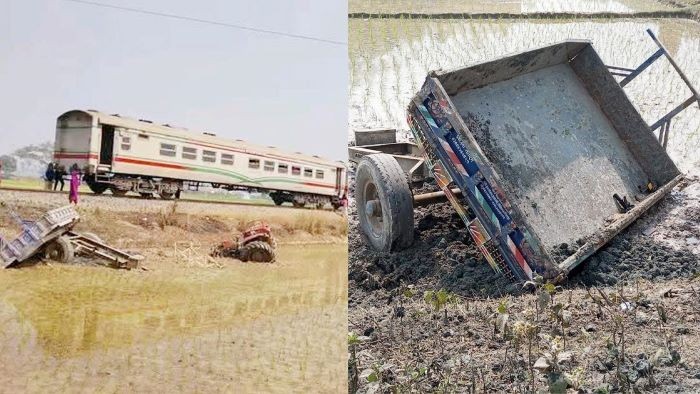 পার্বতীপুরে বাংলাবান্ধা এক্সপ্রেসের সঙ্গে মাহিন্দ্রা ট্রাকের সংঘর্ষ